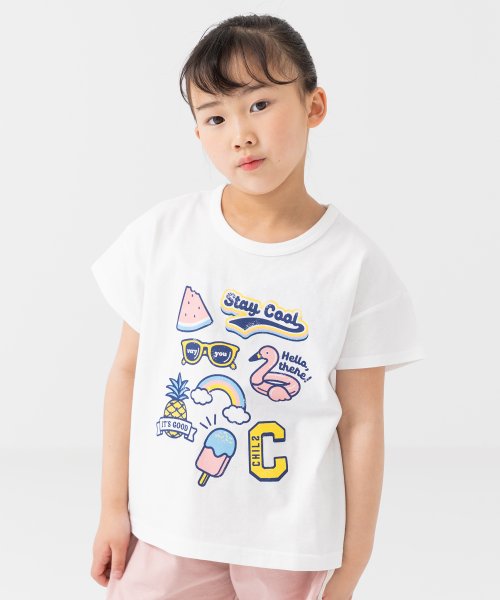 chil2(チルツー)/プリント半袖Tシャツ/ホワイト