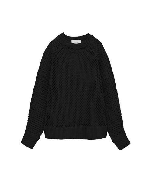 MANOF(マノフ)/MESH KNIT TOPS/BLACK