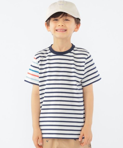 SHIPS KIDS(シップスキッズ)/SHIPS KIDS:100～130cm / オーガニック コットン ボーダー TEE/オフホワイト