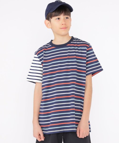 SHIPS KIDS(シップスキッズ)/SHIPS KIDS:140～160cm / オーガニック コットン ボーダー TEE/ネイビー