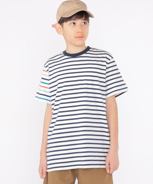 SHIPS KIDS(シップスキッズ)/SHIPS KIDS:140～160cm / オーガニック コットン ボーダー TEE/オフホワイト