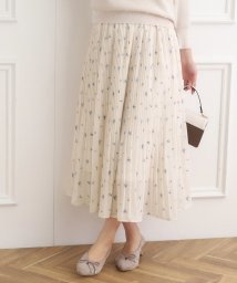 Couture Brooch(クチュールブローチ)/花柄プリーツスカート/アイボリー（104）