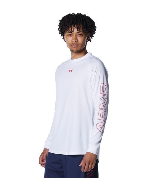 UNDER ARMOUR(アンダーアーマー)/UA TECH GRAPHIC LS T－SHIRTS/WHITE//RED