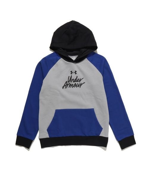 販売主：スポーツオーソリティ UA RIVAL FLEECE SCRIPT COLOR BLOCK HOODIE キッズ ROYAL//BLACK YL 【SPORTS AUTHORITY】