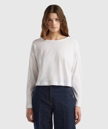 BENETTON (women)(ベネトン（レディース）)/ボートネックドロップショルダー長袖Tシャツ・カットソー/ホワイト