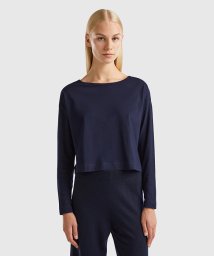 BENETTON (women)(ベネトン（レディース）)/ボートネックドロップショルダー長袖Tシャツ・カットソー/ネイビー