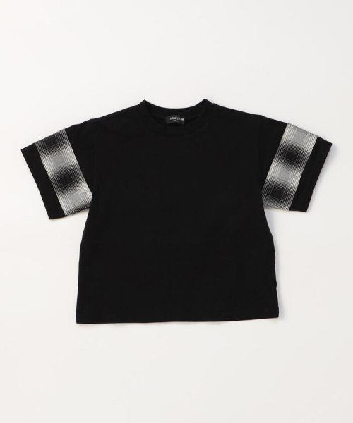 COMME CA ISM KIDS(コムサイズム（キッズ）)/オンブレーチェック使い 半袖Tシャツ/ブラック
