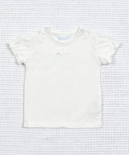 fillot de bebe reduction(フィヨ・デュ・ベベ・ルダクティオン)/タック天竺パフスリープTシャツ(70~90cm)/ホワイト