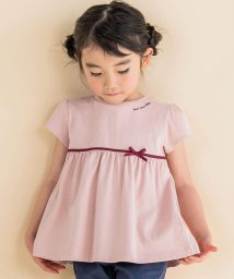 Noeil aime BeBe(ノイユ　エーム　べべ)/グログランリボン付きAラインTシャツ(80~130cm)/ピンク
