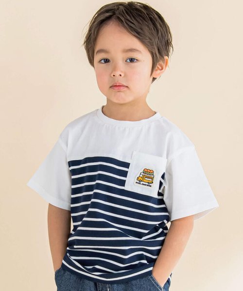 ボーダー切り替えキッチンカーポケットTシャツ(80~130cm)(505950665 
