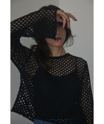 BLACK BY MOUSSY(ブラックバイマウジー)/2way mesh knit cardigan/BLK