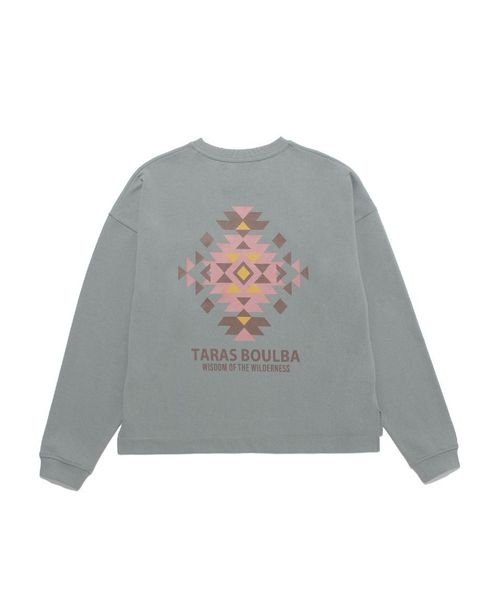 TARAS BOULBA(タラスブルバ)/レディース ヘビーコットンロングＴシャツ（幾何学）/グリーングレー