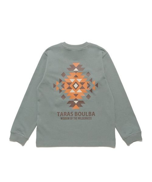 TARAS BOULBA(タラスブルバ)/ジュニア ヘビーコットンロングTシャツ（幾何学）/グリーングレー