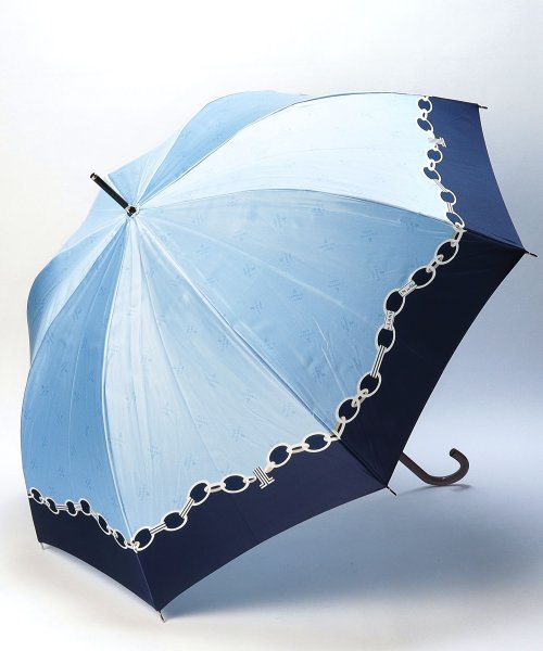 LANVIN en Bleu(umbrella)(ランバンオンブルー（傘）)/耐風傘　サテンプリント/サックスブルー