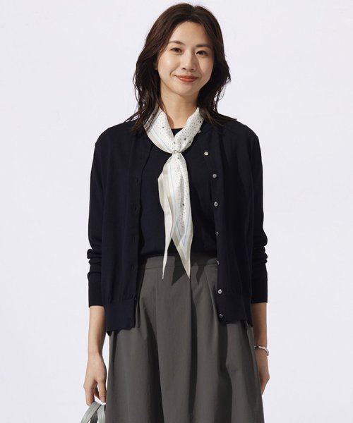 J.PRESS LADIES（LARGE SIZE）(J．プレス　レディス（大きいサイズ）)/【洗える】BASIC HT－COTTON クルーネック カーディガン/ネイビー系