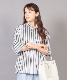 TICCA(ティッカ)/スクエア半袖ダブルカフスシャツ/black stripe