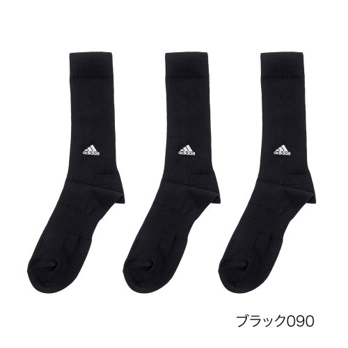 Adidas(アディダス)/ADIDAS(アディダス) ソックス 無地 ワンポイント クルー丈 消臭 つま先かかと補強 破れにくい 福助 公式/ブラック