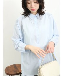 Samansa Mos2 blue(サマンサモスモス ブルー)/【軽やかコットン】シャツチュニック/サックス