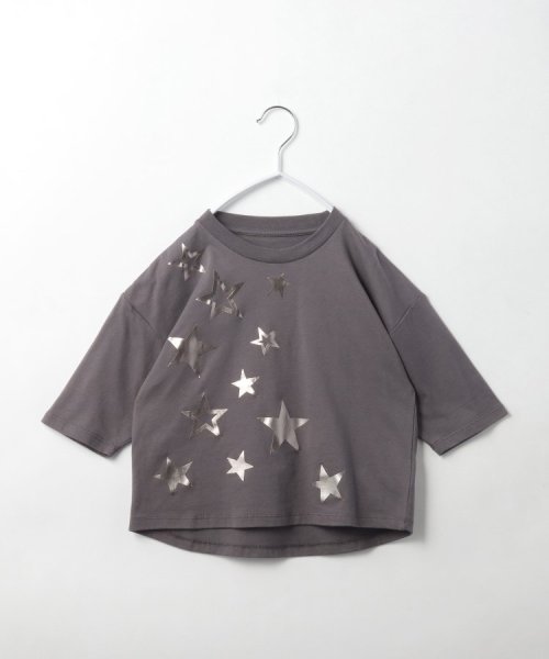 THE SHOP TK（KID）(ザ　ショップ　ティーケー（キッズ）)/【110－150】オーガニックコットン七分袖Tシャツ/チャコールグレー（014）