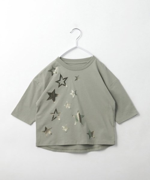 THE SHOP TK（KID）(ザ　ショップ　ティーケー（キッズ）)/【110－150】オーガニックコットン七分袖Tシャツ/オリーブグリーン（026）