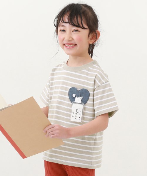 devirock(デビロック)/名札穴あかない 半袖Tシャツ 子供服 キッズ ベビー 男の子 女の子 トップス 半袖Tシャツ Tシャツ /グレージュ系1