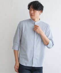 ikka(イッカ)/7分袖イージーケアバンドカラーシャツ/ホワイト