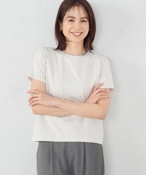 COMME CA ISM (コムサイズム（レディス）)/【接触冷感】ベーシック　半袖Ｔシャツ/ライトグレー