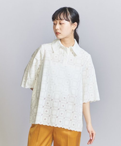 BEAUTY&YOUTH UNITED ARROWS(ビューティーアンドユース　ユナイテッドアローズ)/＜dahl'ia＞レース ショートスリーブ シャツ/WHITE