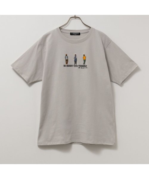MAC HOUSE(men)(マックハウス（メンズ）)/T－GRAPHICS ティーグラフィックス 胸刺繍半袖Tシャツ MC24－672－21T/グレージュ