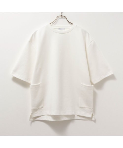MAC HOUSE(men)(マックハウス（メンズ）)/URBAN COLLECTION アーバンコレクション エアスムージー ポケット付き5分袖Tシャツ T2－24SS－MC－2/ホワイト