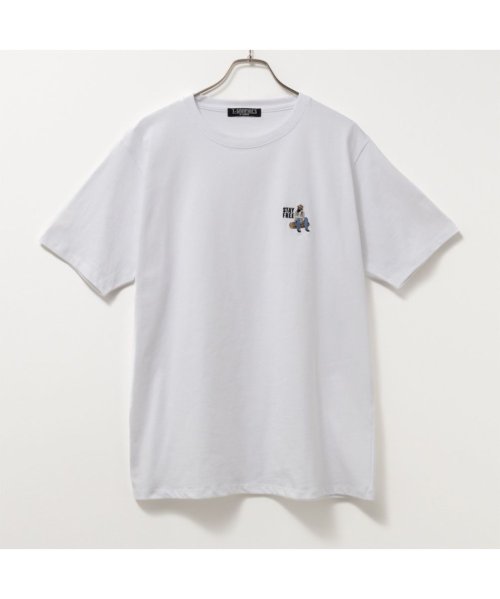 MAC HOUSE(men)(マックハウス（メンズ）)/T－GRAPHICS ティーグラフィックス ワンポイント刺繍半袖Tシャツ MC24－673－21T/ホワイト