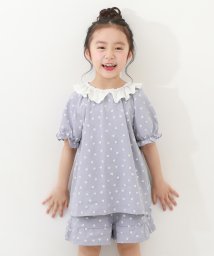 devirock(デビロック)/どっちも前 フリル半袖パジャマ 子供服 キッズ 女の子 ルームウェア 半袖ルームウェア パジャマ /ブルー系1