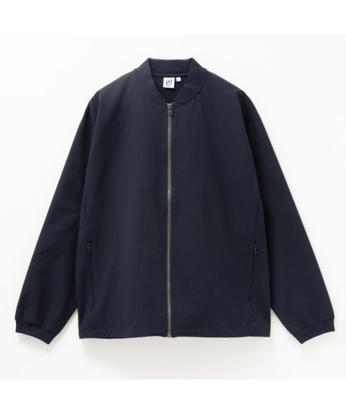 MAC HOUSE(men)(マックハウス（メンズ）)/NAVY FIT ネイビーフィット サッカーストレッチリブブルゾン 433166MH/ネイビー