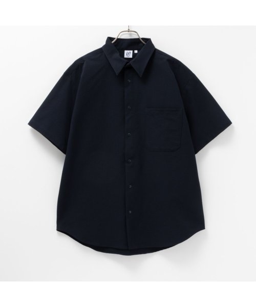 MAC HOUSE(men)(マックハウス（メンズ）)/NAVY FIT ネイビーフィット サッカーストレッチ半袖シャツ 431082MH/ネイビー