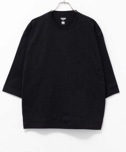 MAC HOUSE(men)(マックハウス（メンズ）)/GOOD CREW グッド クルー USコットン 7分袖Tシャツ QMH/03910SS/ブラック