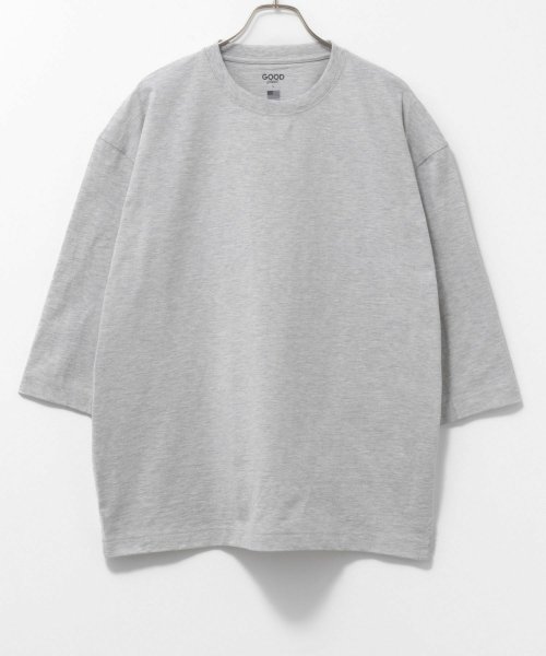 MAC HOUSE(men)(マックハウス（メンズ）)/GOOD CREW グッド クルー USコットン 7分袖Tシャツ QMH/03910SS/杢グレー