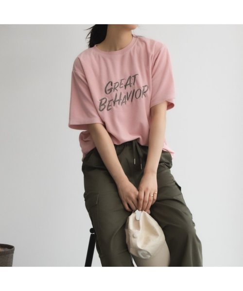 MAC HOUSE(women)(マックハウス（レディース）)/GOOD CREW グッド クルー フロストパイル半袖Tシャツ EGC240005/ピンク