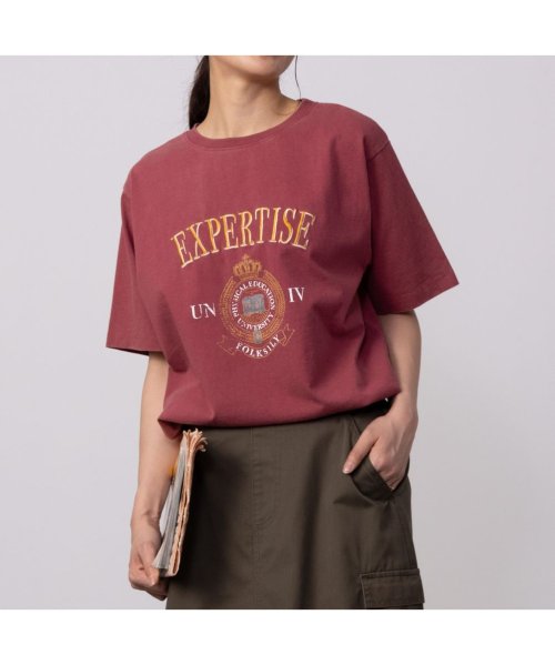 MAC HOUSE(women)(マックハウス（レディース）)/GOOD CREW グッド クルー フロストカレッジ半袖Tシャツ EGC240004/レッド