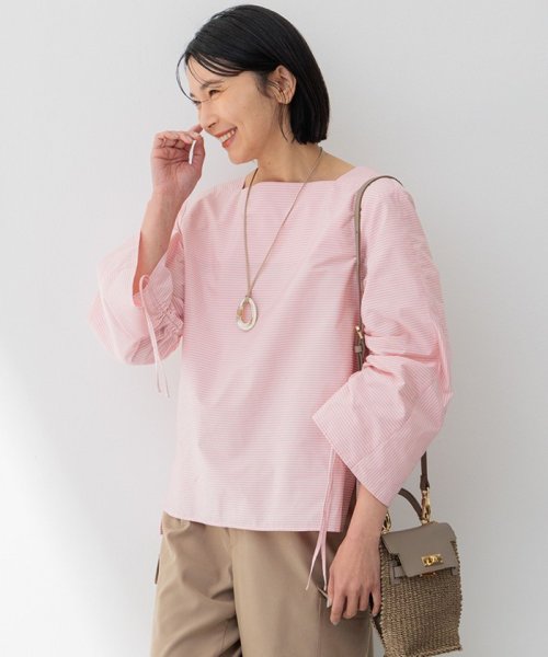 NIJYUSANKU（LARGE SIZE）(２３区（大きいサイズ）)/【Oggi4月号掲載/洗える】CANCLINI デザインスリーブ ブラウス/[WEB限定]ピンクストライプ