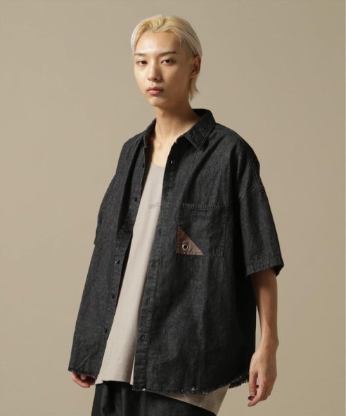 LHP(エルエイチピー)/WHITELAND/OWL/DENIM S/S SHIRT/ブラック