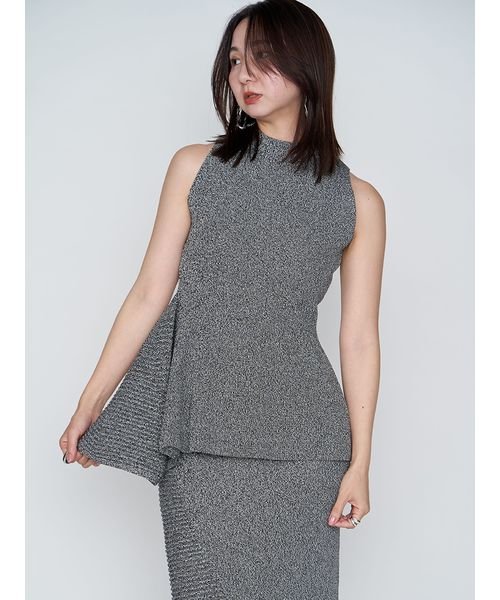 アシメヘム畦編みペプラムノースリニット アシメヘム畦編みペプラムノースリニット アシメヘム畦編みペプラムノースリニット V1303248785(10010円)