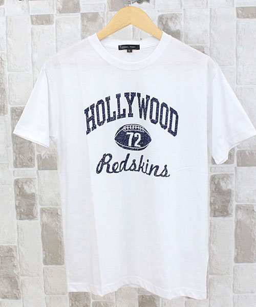 TopIsm(トップイズム)/Tシャツ メンズ 半袖 カレッジ ロゴ プリント クルーネック ティーシャツ 大きいサイズ トップス アメカジ ロゴT/ホワイト