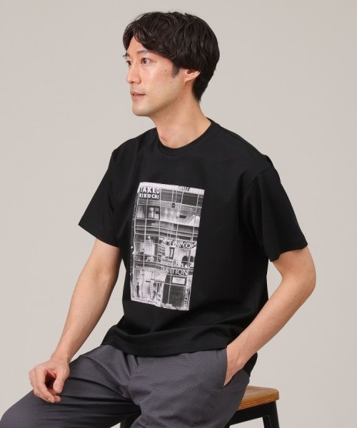 TAKEO KIKUCHI(タケオキクチ)/【プリントT】アップリケ フォトプリント Tシャツ/ブラック（019）