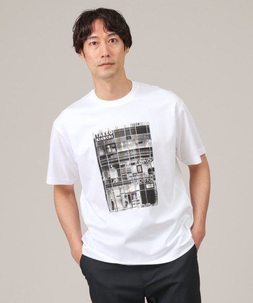 TAKEO KIKUCHI(タケオキクチ)/【プリントT】アップリケ フォトプリント Tシャツ/ホワイト（001）