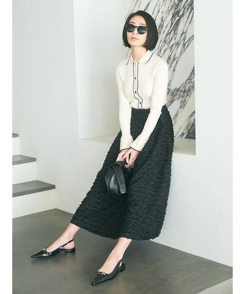 タックボリュームシャギーフレアロングスカート 予めご了承ください