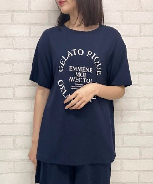 gelato pique(gelato pique)/トラベルレーヨンロゴTシャツ/NVY