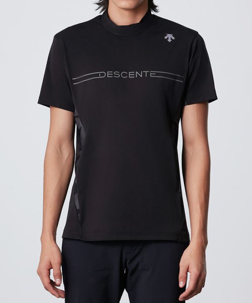 DESCENTE GOLF(デサントゴルフ)/モックネックトリコットメッシュシャツ/ブラック