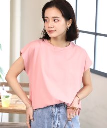 ad thie/フレンチスリーブ 半袖Tシャツ ラウンド裾 半袖 ロング丈 コットン100％ 綿 春 夏 チュニック ゆったり/505910793