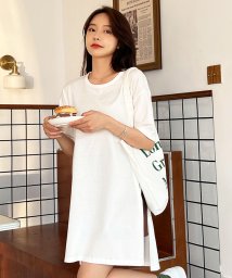 ad thie/サイド深めスリットTシャツ ビックシルエット 半袖 サイドスリット ロング丈 チュニック 夏/505910806