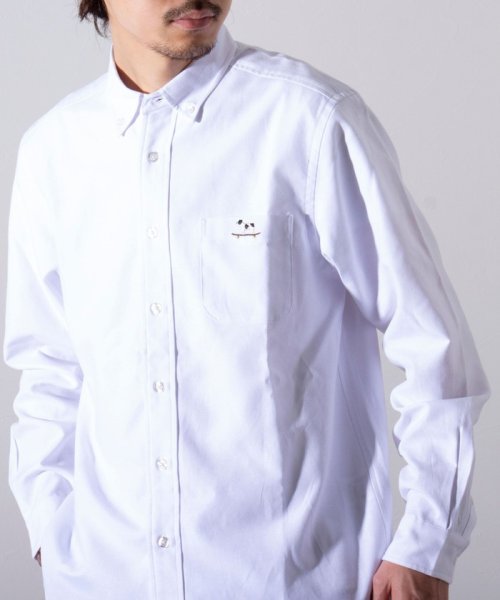 GLOSTER(GLOSTER)/【GLOSTER/グロスター】フレンチブルドッグ刺繍 ボタンダウンシャツ ワンポイント刺繍/ホワイト